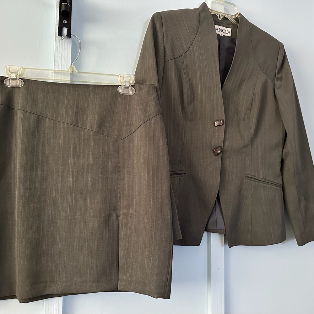 Gray Blazer and Skirt Set